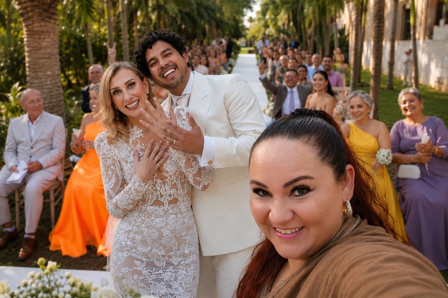 Vero Cervera acompañando a una pareja durante una ceremonia de autor