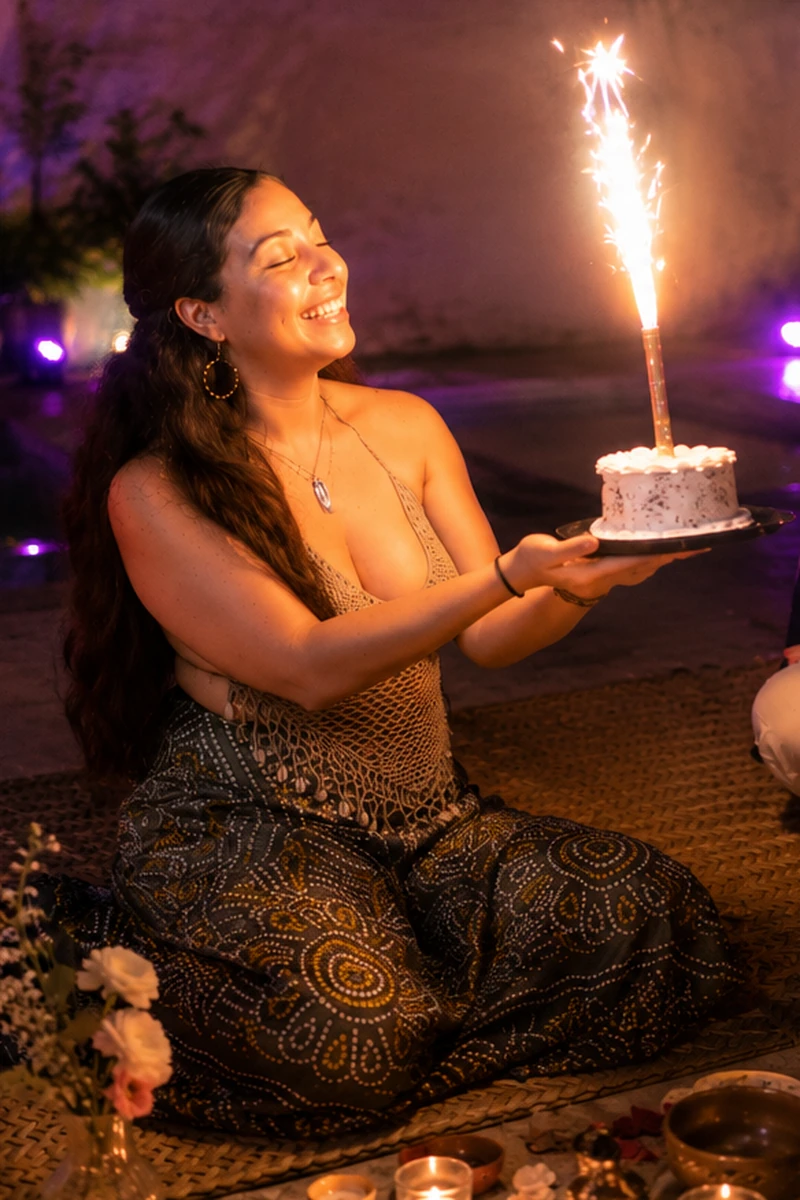 Festejada celebrando un momento especial